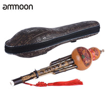 Load image into Gallery viewer, Chinese Handmade Hulusi Black Bamboo Gourd Cucurbit Flute Ethnic Musical Instrument Key of C with Case for Beginner Music Lovers