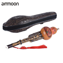 Load image into Gallery viewer, Chinese Handmade Hulusi Black Bamboo Gourd Cucurbit Flute Ethnic Musical Instrument Key of C with Case for Beginner Music Lovers