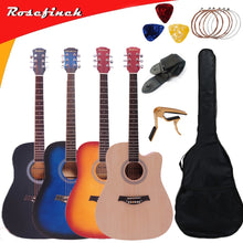 Load image into Gallery viewer, 41 inch Basswood Beginner Guitar Entry 6 String Ballad Wood Guitar Ukulele Acoustic Guitar With Wooden/Black/Blue/Sunset AGT123