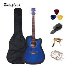 Load image into Gallery viewer, 41 inch Basswood Beginner Guitar Entry 6 String Ballad Wood Guitar Ukulele Acoustic Guitar With Wooden/Black/Blue/Sunset AGT123