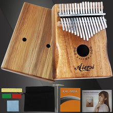 Load image into Gallery viewer, Aiersi Solid Koa 17 Keys Kalimba Thumb Piano Musical Instrument with Song Book Tune Hammer and bag