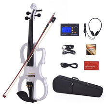 Load image into Gallery viewer, Ammoon VE-201 violino tamanho completo 4/4 madeira maciça silencioso violino elétrico bordo corpo ébano fingerboard pegs com acessórios violino