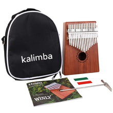 Load image into Gallery viewer, Kalimba Thumb Piano 17 Keys With Mahogany Wooden With Bag, Hammer And Music Book, Perfect For Music Lover, Beginners, Children