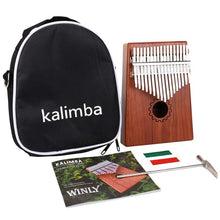 Load image into Gallery viewer, Kalimba Thumb Piano 17 Keys With Mahogany Wooden With Bag, Hammer And Music Book, Perfect For Music Lover, Beginners, Children